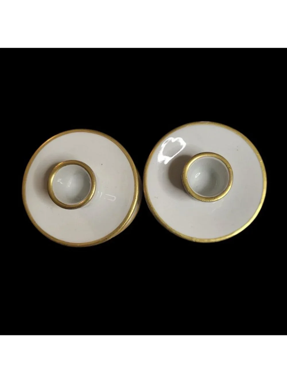 2 Vtg Gerold Porzellan Bavaria Candleholders White Porcelain Gold Trim